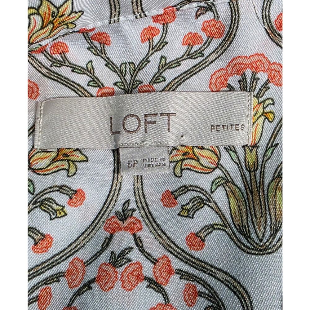 Loft White Floral Maxi Button Up long sleeve Shirt Dress Size 6 Petite - Picture 4 of 6
